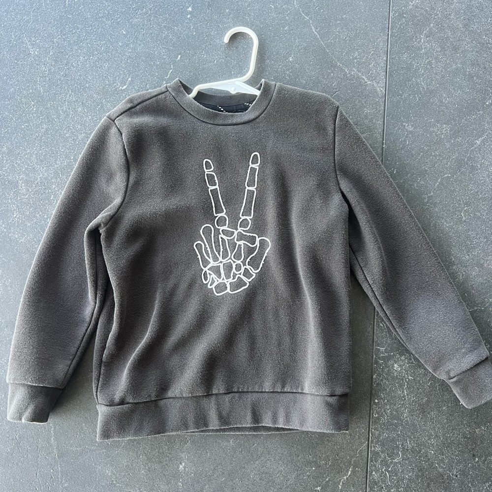 Kids Art Class Charcoal Sweatshirt embroidered peace skeleton